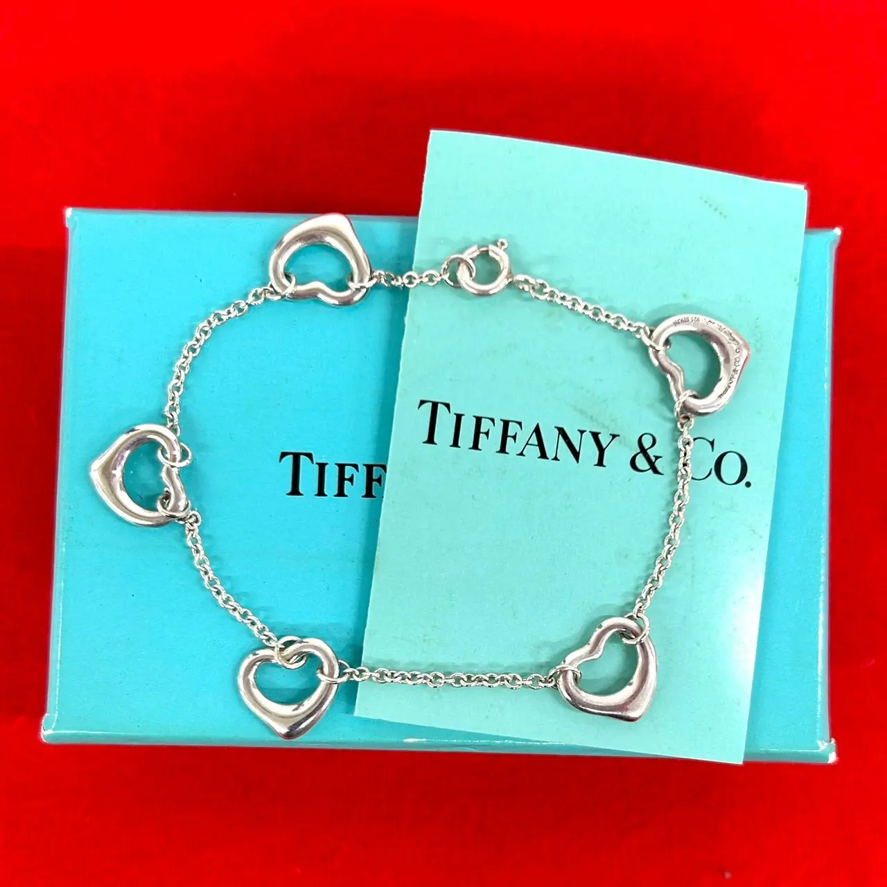 Pre-owned Tiffany & Co. Sterling Silver 925 (Ag925) Small Leather Goods TIFFANY＆Co. Open Heart Silver Bracelet