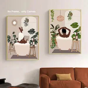 Bathroom Theme Unframed Painting, 2 Counts/set Canvas Wall Art, Artwork, Wall Decor for Home Living Room Bedroom Study Room