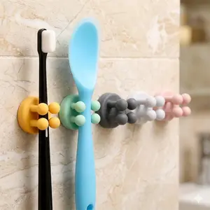 Strong Adhesive Silicone Hooks, Waterproof Non-Slip Wall Mounts for Bathroom Kitchen Organizer, No Drill Damage-Free Paste for Toothbrush Keys Office Home, Space-Saving Durable Multipurpose Storage