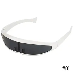 New Futuristic Narrow Cyclops Sunglasses Laser Eyeglasses UV400 Personality Mirrored Lens Costume Eyewear Men Gafas De Sol