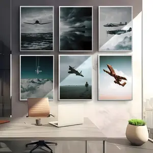 PIKPAPK Modern Cool Vintage Planes Fighter Jet Military Aircraft Launch Poster HD Waterproof Art Poster For Home, Bar & Café Decor | Fade-Resistant, Non-Sticky, Vibrant DIY Wall Print Perfect Decorative Poster For Office & Living Room