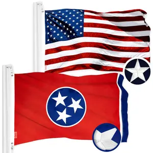 G128 Combo Pack: USA American Flag 3x5 Ft Embroidered Stars & Tennessee State Flag 3x5 Ft Embroidered