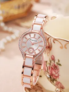 Women's Fashion Watch Hard Alloy Ceramic Quartz, Versatile Steel Band Wristwatch, Stylish Ladies' Timepiece, Perfect Accessory