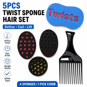 5Pcs Magic Sponge Twist Brush – Barber Hair Sponge for Waves, Dreadlocks, Coils, Afro Curls, Soft & Durable, Hair Styling Tool for Curly Textures – Faster Than Fingers