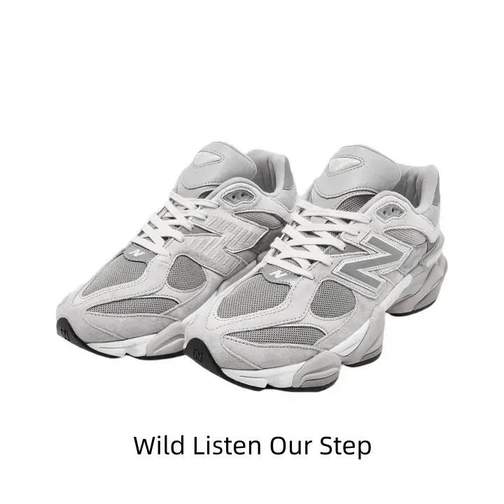 Minimalist chunky retro dad sneakers. Light grey suede & grey mesh construction, thick wavy sculpted rubber sole. Fresh muted grey tone for casual street aesthetic fits.