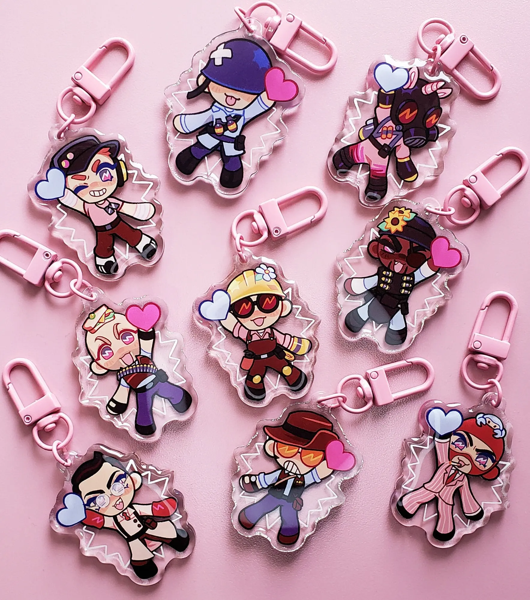 TF2 Mercenary Keychain - Cute Characters, Kawaii Bag Charm for Keys, Backpack & Gifts, Collectible Fan Accessory, Aesthetic Game Merch!