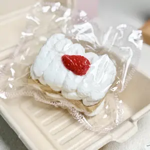 【Buy 3 get 1 free】Strawberry Cream Toast taba squishy Food-Grade Silicone Slow-Rising Rebound Squishy Fidget Toys for Stress Relief - Soft Squeeze Toys with Thick Creamy Slime Texture, Handmade Non-Toxic Sensory Toys Rubber