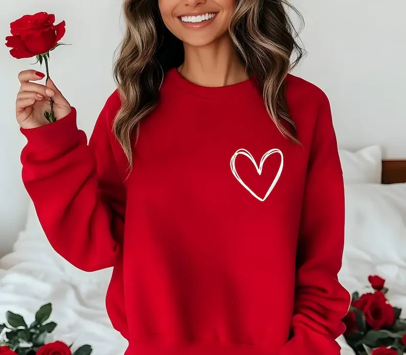 Valentines Heart Sweatshirt, Womens Valentine's Day Sweatshirt, Couple Gift Sweatshirt, Heart Hoodie, Anniversary Day Gift, Christmas Gift