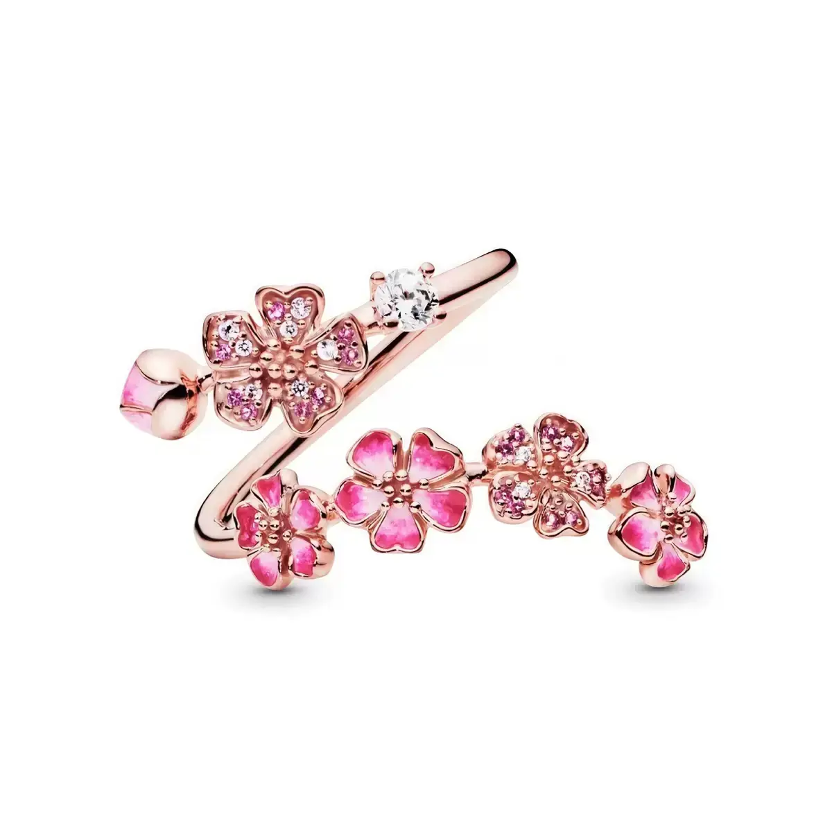 Peach Blossom Ring for Women,Adjustable Pink Flower Ring,Dainty Floral Jewelry Gift for Her,Girlfriend Wife Daughter