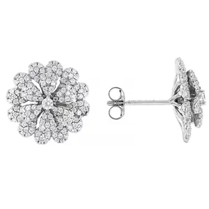 JTV White Cubic Zirconia Rhodium Over Sterling Silver Stud Earrings 1.42ctw
