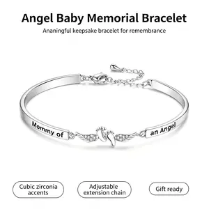 Female Elegant Personalized Angel Wing Bracelet - Commemorative Sympathy Gift for Loss of a Loved 1, Daily Wear Bangle