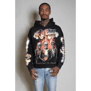 Vincitor Black Rhinestone Oversized Hoodie