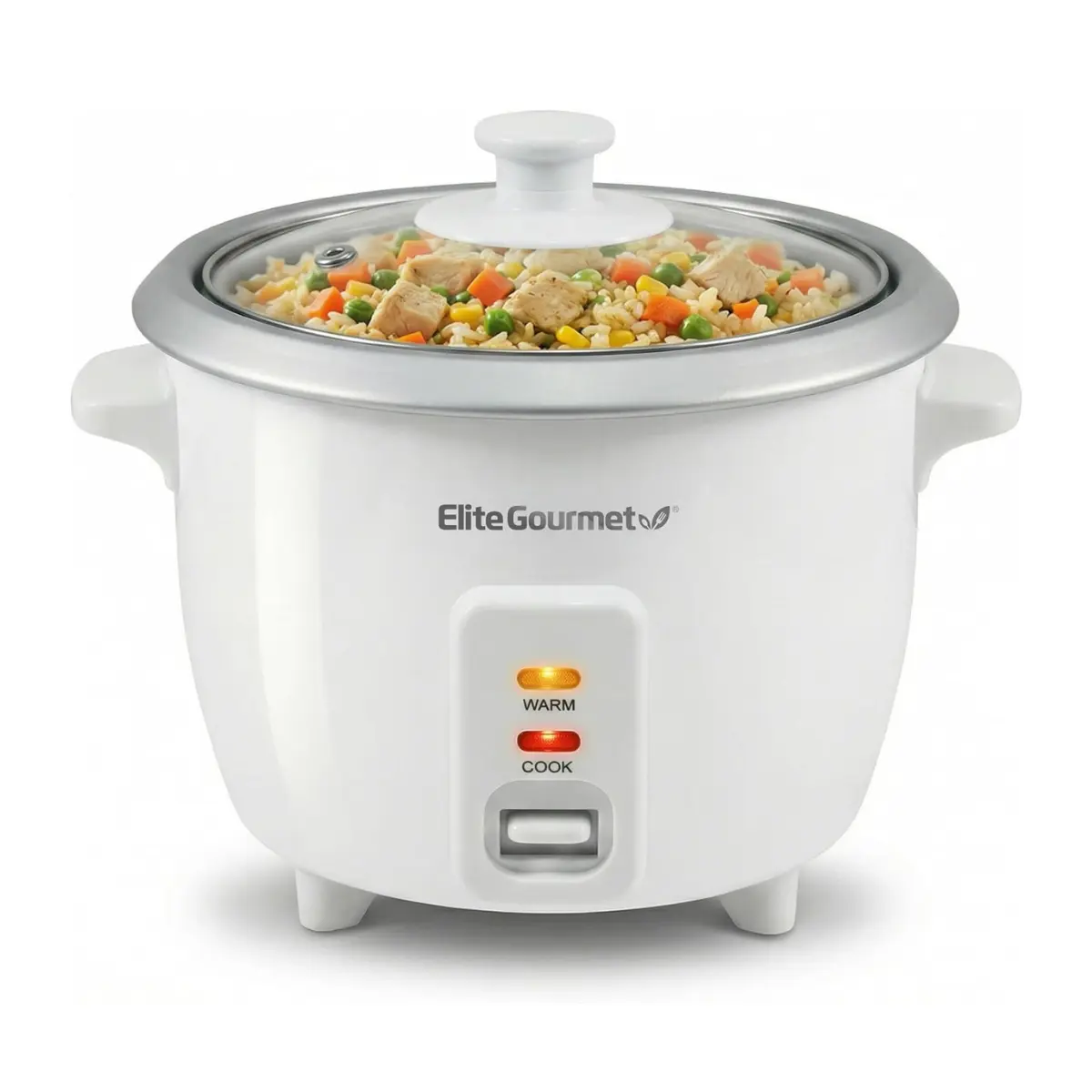 Electric Rice Cooker with Automatic Keep Warm Makes Soups, Stews, Grains, Hot Cereals, 6 Cups Cooked (3 Cups Uncooked), White
