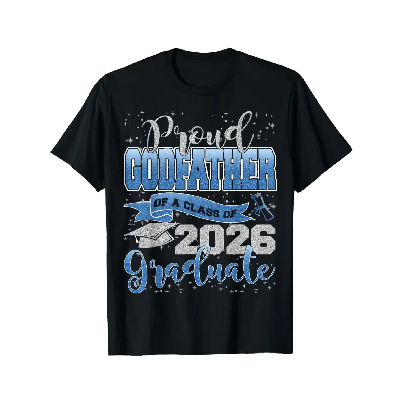 Menswear Casual Short-Sleeve Print Top - Proud Godfather of a 2026 Class Graduate Senior T-Shirt