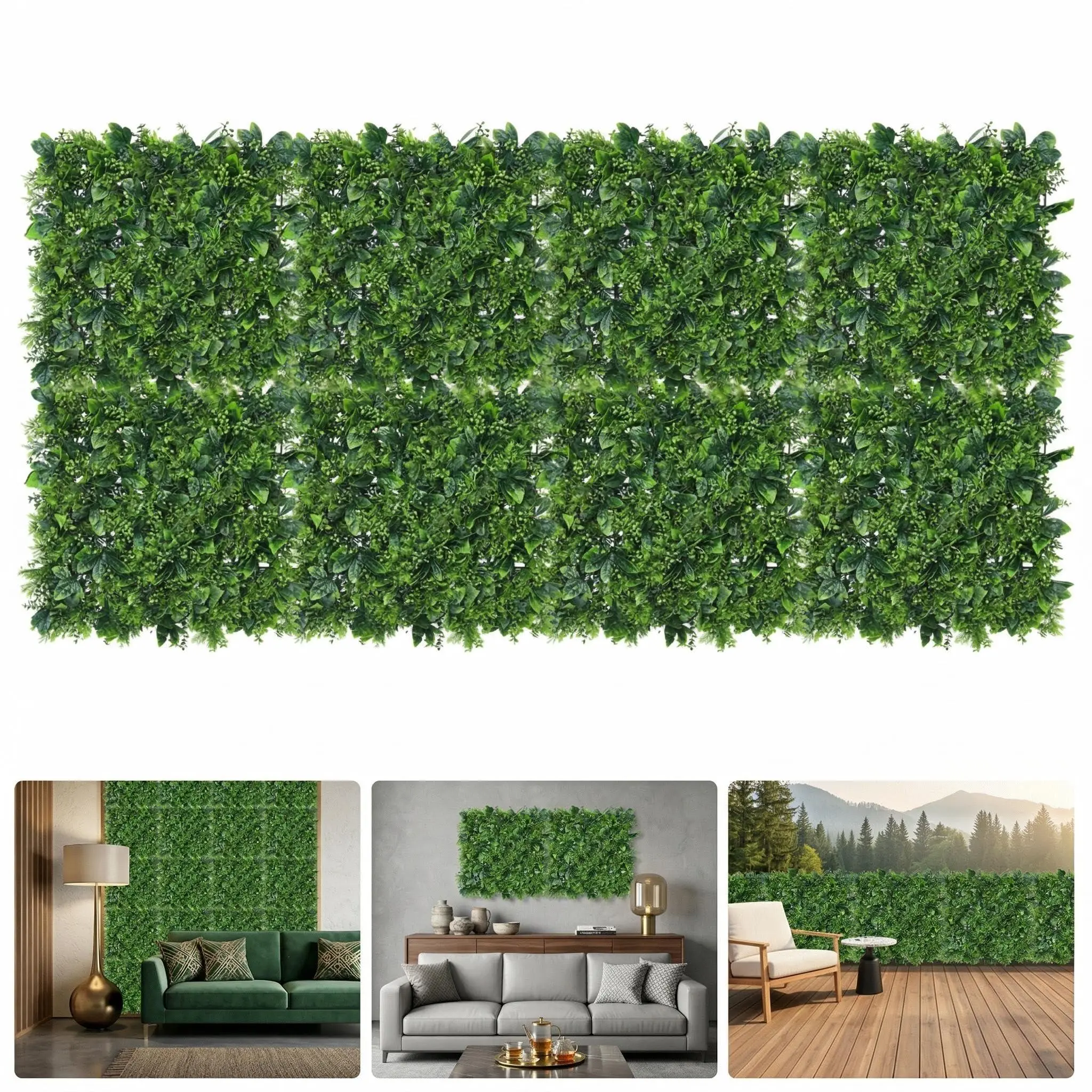 Artificial Grass Wall Backdrop Pack of 8, 50x50cm Faux Leaf Botanical Wall Panels for Indoor Outdoor Wall Decor, Green Grass Walls Fake Hedge for Backyard Decor