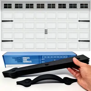 Premium Quality & Strong Magnetic Garage Door Decorative Hardware Set of 2 Handles + 4 Hinges Faux Garage Door Accents Kit for Curb Appeal No Installation Needed Will Never Fall Off