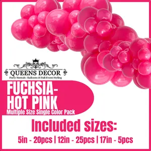 Fuchsia Hot Pink  Balloons Packs multiple sizes 5", 12", 17", and more base on selected package
