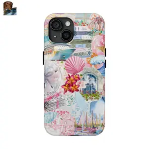 MagSafe iPhone Case for iPhone 13 Blue And Pink Preppy Collage Cute Girl Summer Ocean Vintage Coquette Colorful School Girls Phone Cases Phone Cover Hard Case Tough 2-piece Phone Case
