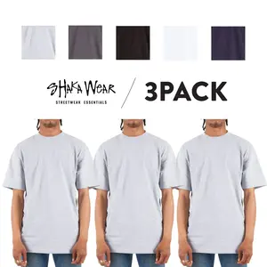 3 Pack SHAKAWEAR Men's Max Heavyweight T Shirts Shaka Wear Short Sleeve Crewneck T Shirt Casual Plain Classic Heavy Cotton Tee Regular (S to 5XLT)