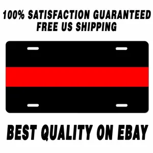 Fire Department Thin Red Line License Plate car fire fighters memorial tag METAL