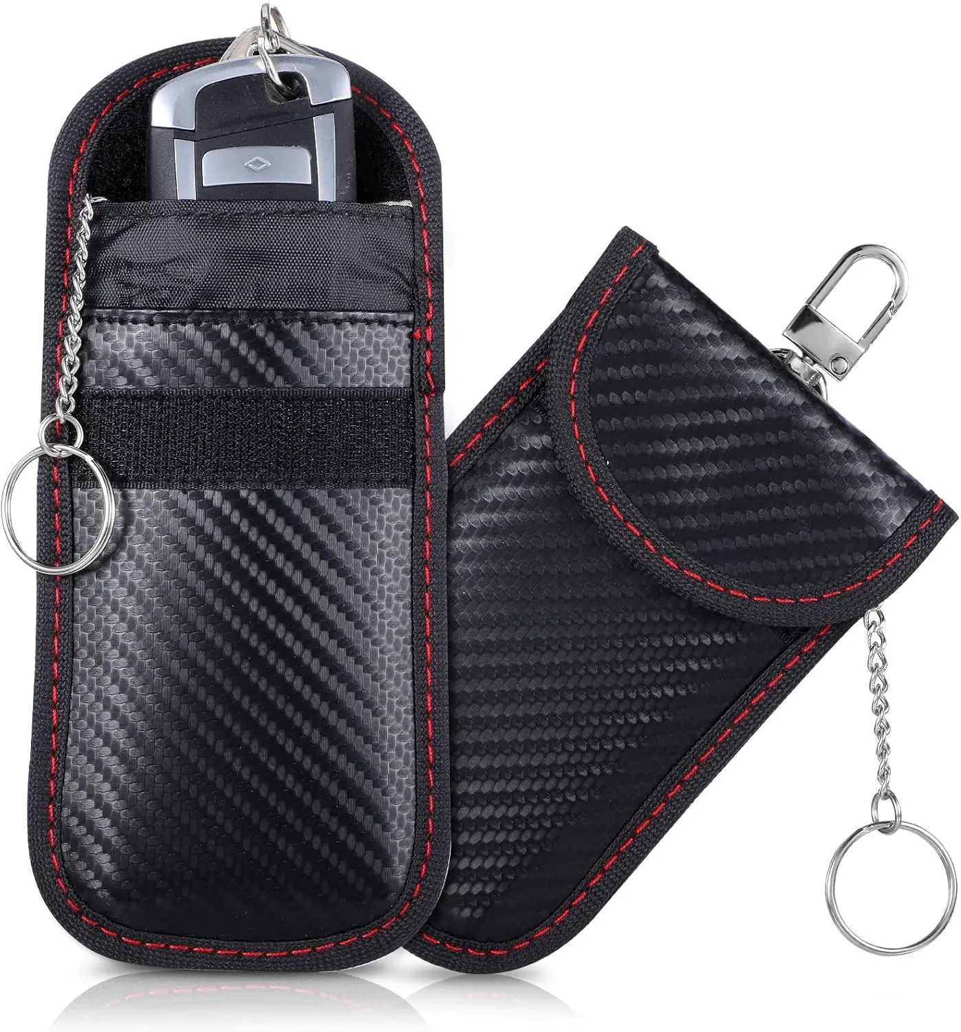 Gjinxi 2 Pack Faraday Pouch for Car Keys, Faraday Key Fob Protector Car Security Protection Key Fob Signal Blocker Box for Car RFID Signal Blocking Anti-Theft Pouch Anti-Hacking Case Blocker Black