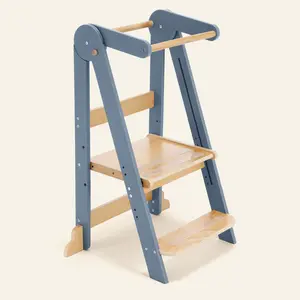 HARPPA Nordi Foldable Toddler Standing Tower, Montessori-Inspired Stool Helper, Height Adjustable Kitchen Step Stool, Wooden Convertible Kitchen Tower