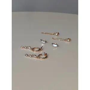 Think Later Diamante Earring Pack Gold