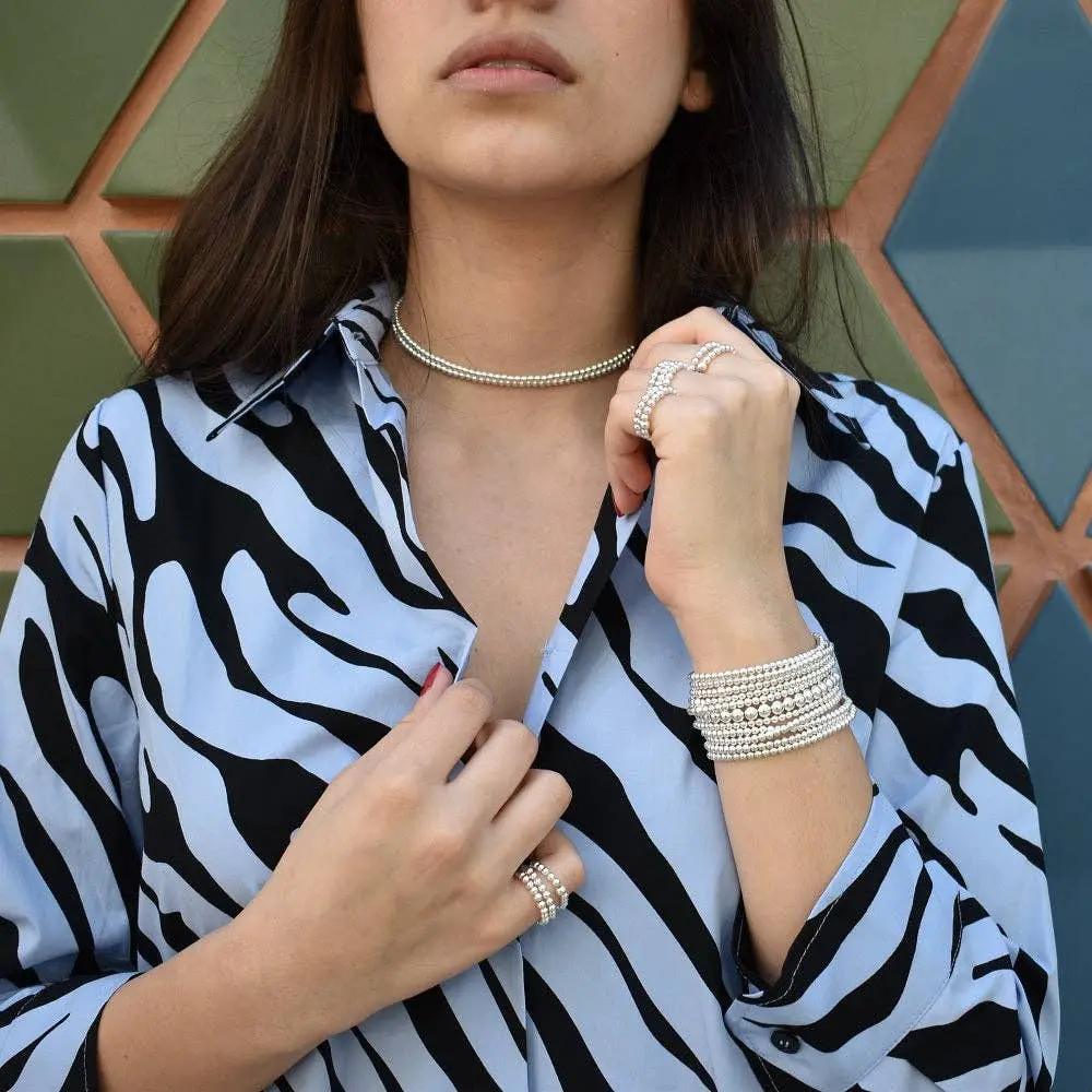 Sterling Silver Beaded Mila Necklace 3MM Beads 16", 18", 20" Lengths Available