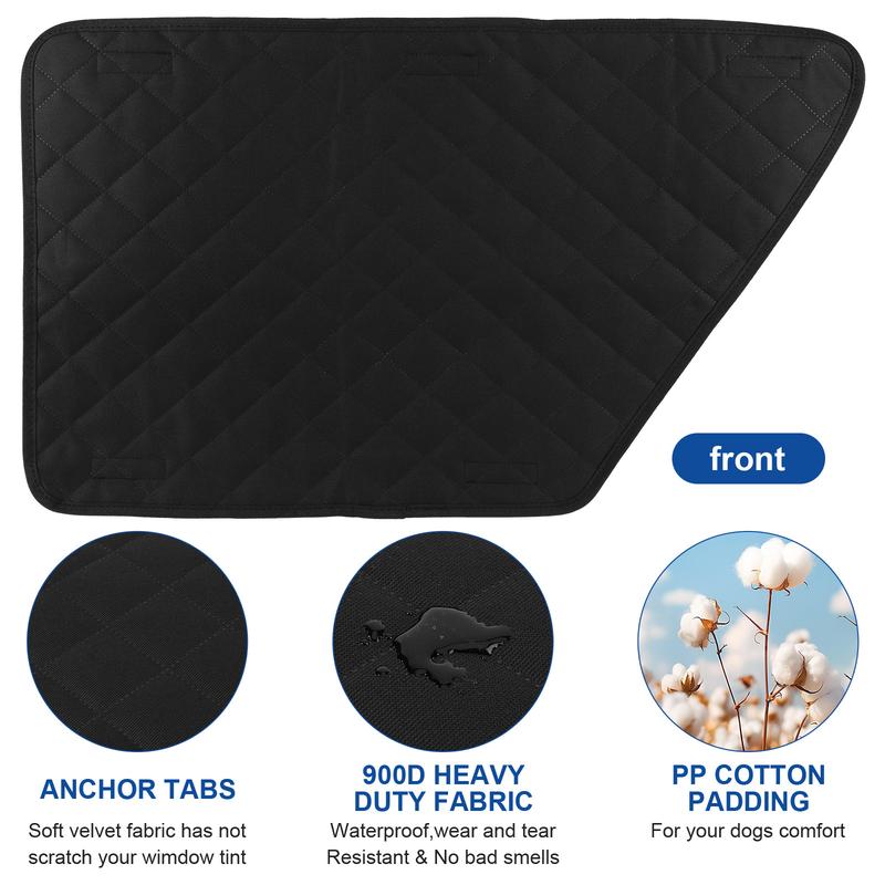 2Pcs Waterproof Car Door Protector - Heavy Duty Dog Car Door Cover for Truck, SUV & Sedan, Interior Pet Scratch Guard with Secure Window Tabs (Black)