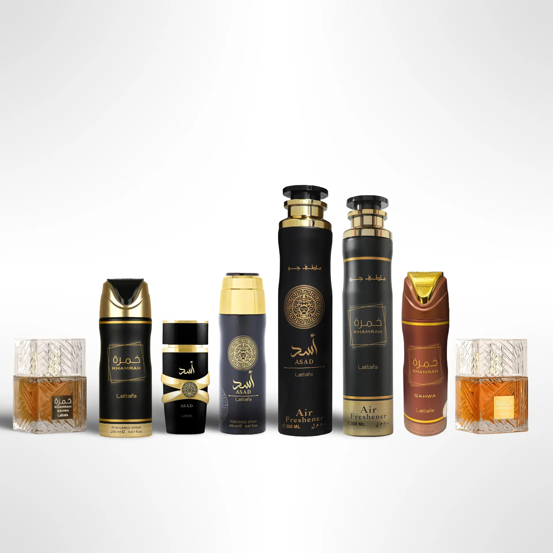 Lattafa Unisex EDP Perfume & Fragrance Scented Multi-Pack Gift Set - Asad, Khamrah, Khamrsh Qahwa Scents with Fruit Aroma by Ard Al Zaafaran (Deodorants, Air Fresheners), 10.1oz(300ml)