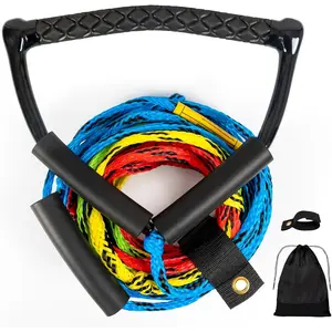 75FT 4-Section Floating Wakeboard Tow Rope with Radius Handle Ideal for Water Skiing, Wakeboarding, Kneeboarding and Various Watersports