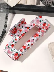 Cute Strawberry Print Hair Claw, Natural Style Hair Clip, Chin Clip, Fall Winter Hair Clip, Women's Vacation Accessory, Floral Hair Clip