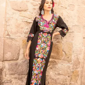 Mexican Embroidered Maxi Dress. Size S - 3X. Wedding Style. Traditional Mexican Dress. Artisanal Mexican Party Dress. Latina Style.Plus Size