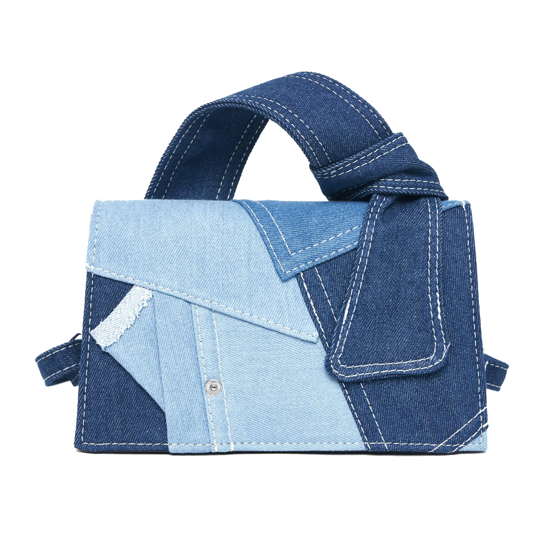 Riverich Women's Patchwork Denim Handbag with Star - Compact Convertible Denim Crossbody Bag, Casual Shoulder Purse, Clutch for Daily Use, Denim Crossbody Bags