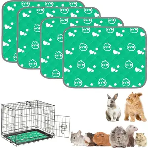 4 Pack Guinea Pig Bedding - Washable Guinea Pig Cage Liners, Waterproof Reusable & Anti Slip Pee Pads Super Absorbent Mats for Small Animals Pet Rabbit Bunny Hamster Rat (Green, 24 x 18 Inch) WASHABLE ANTI-SLIP GUINEA PIG CAGE LINERS