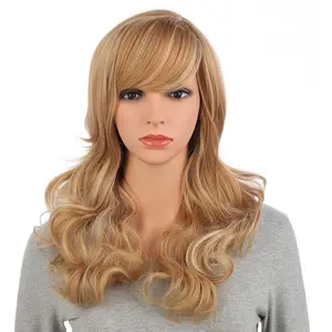 Onedor Full Head Beautiful Long Curly Wave Stunning Wig Charming Curly Costume Wigs with Fringe (Blonde Mixed-16/24H88)