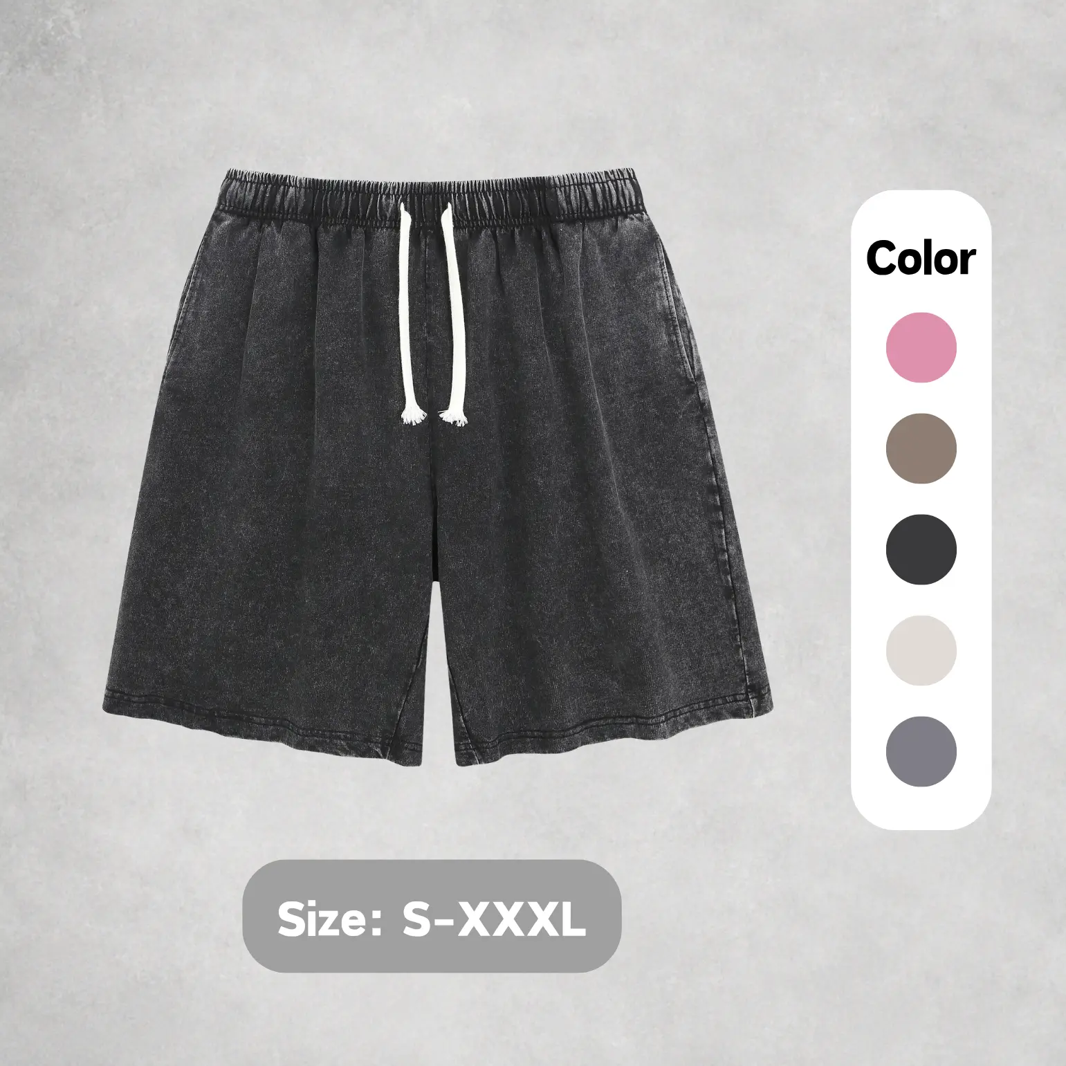 Women's Acid Wash Lounge Shorts, Casual Relaxed Fit in Soft Cotton Polyester, Drawstring Waist and Pockets, Summer Essential, Acid Wash Shorts, Baggy Cotton Shorts