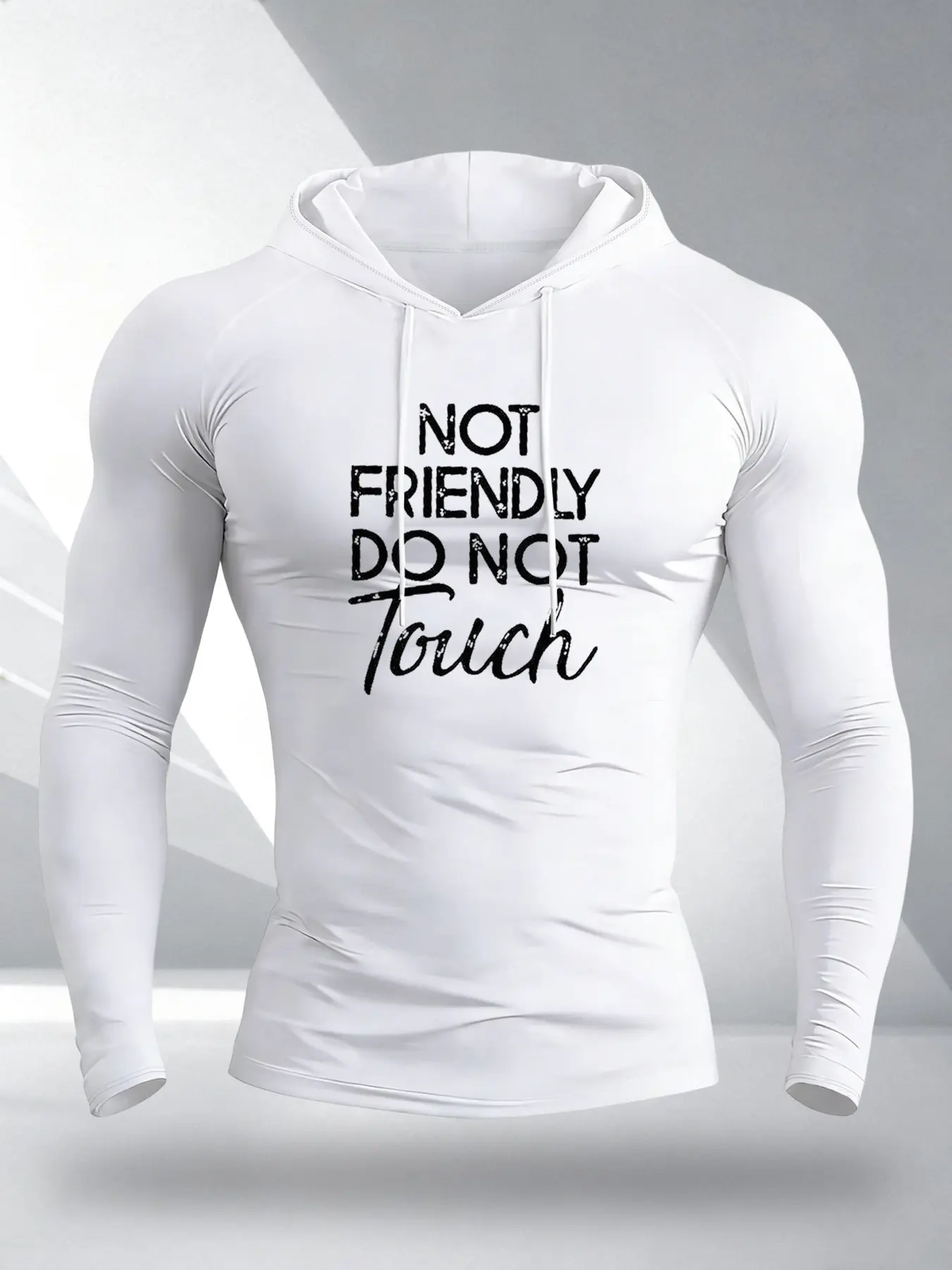 Men's Casual Long Sleeve Hooded T-Shirt with Letter Print, Fitted H-Type Design, Perfect for Outdoor Fitness and Sports, Athletic Apparel, Athletic Clothes, Athletic Sports Clothing, Athletic Hoodie, Fitted Sportswear, Athleisure Hoodies