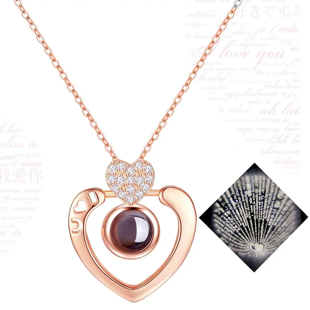 Romantic 100 Languages "I Love You" Projection Chain – Women’s Memorial Jewelry, Ideal Valentine’s Day & Mother’s Day Gift for Mom Girlfriend Lovers