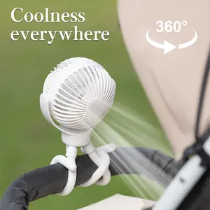 Mini trolley fan, 1800mAh oscillating mini portable fan, 3-speed battery-powered small handheld fan, flexible tripod-clamped fan, suitable for car seats and travel (pink, blue, black, white)