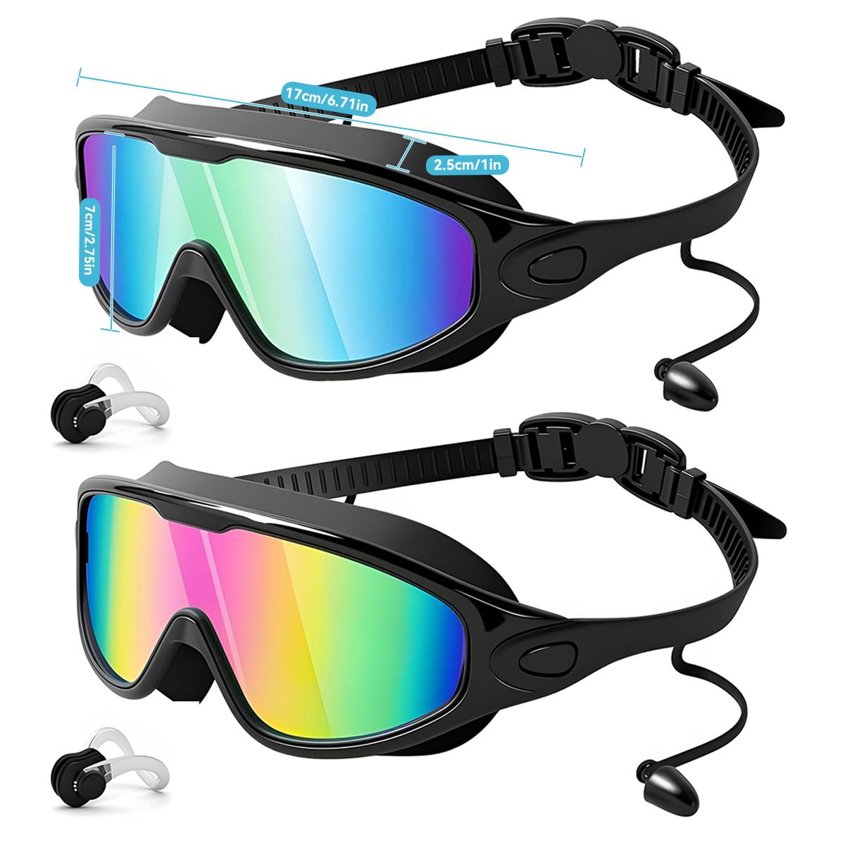 Swim Goggles for Adult/Youth Men Women, Anti-fog UV Protection No Leak 180° Wide View Clear Vision Pool Goggles, Pool Goggles with Earplugs