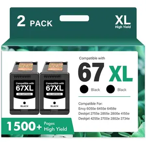 67XL 67 XL Black Ink Cartridges 6055e 2800e Ink for HP67XL Compatible for  2700 2800 6000 Series Printers DeskJet 2755e 2855e 4155e 4255e Envy 6400 6455e 6458e (2-Pack)