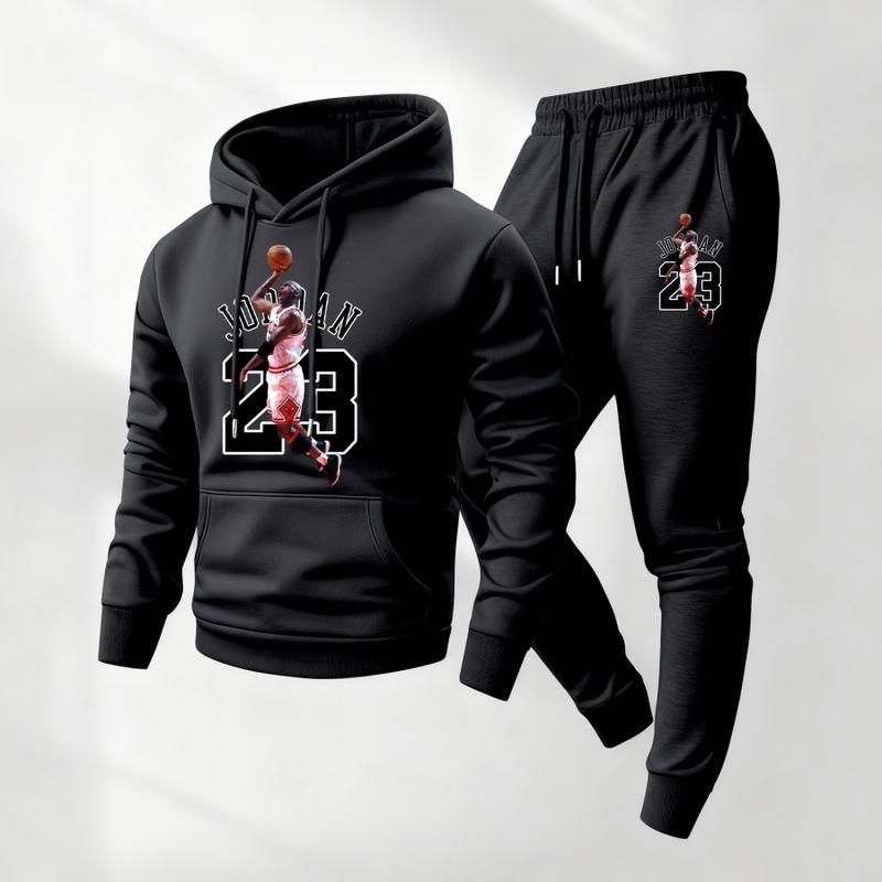 Men's NO.23 Player Printed Hoodie and Drawstring Sweatpants Set, Menswear, Casual Athletic Long Sleeve Hooded Jacket & Trousers for Fall & Winter, Men's Clothing for Daily Wear, Sportswear Indoor Outdoor, Tracksuit, Athleisure Summer Clothes Men's NO.23 Player Printed Hoodie and Drawstring Sweatpants Set, Menswear, Casual Athletic Long Sleeve Hooded Jacket & Trousers for Fall & Winter, Men's Clothing for Daily Wear, Sportswear Indoor Outdoor, Tracksuit, Athleisure Summer Clothes
