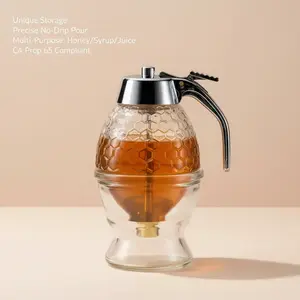 Honey Dispenser Syrup Juice Dispenser Honey Syrup Storage Container, Multi-Function Kitchen Organizer, Durable & Convenient, Honey Jar
