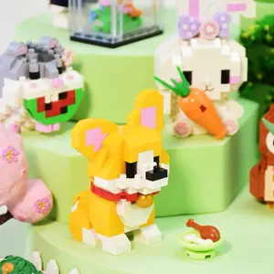 DIY Cute Cartoon Building Block Animal Series Desktop Ornament, Holiday Gift Educational Fun Pocket Toy, Unisex Desk Decoration
