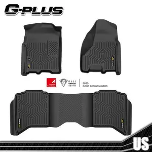 G-PLUS Floor Mats Compatible with Dodge Ram 1500 2009-2024 (fit 2019-2024 Classic Body) /Fit Ram 2500 3500 2010-2018 Crew Cab w/Auto Trans All Weather Protection TPE Floor Cargo Liners