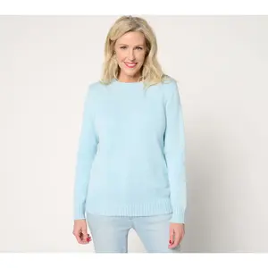Denim & Co. Beach 100% Cotton Sweater w/ Embroidery