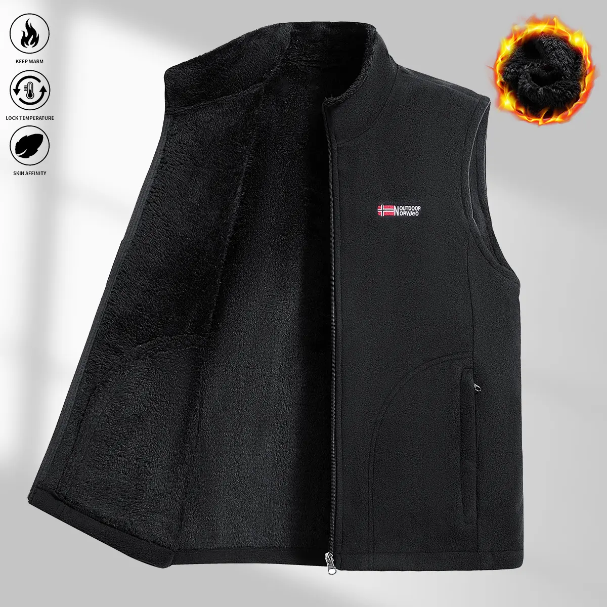 Men's Fitted Sleeveless Woven Waistcoat - New Year Menswear Casual Top, Pure Cotton-Polyester Blend Fabric, Thick, Warm, Comfortable, Stylish Winter Outerwear