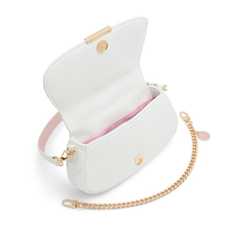 Wicked x ALDO Goodnewsglinda Pink and White Handbag with Butterfly Appliques and Gold Chain Detailing