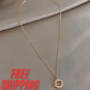 Andkiss Rhinestone Decor Ring Charm Necklace thanos cross necklace